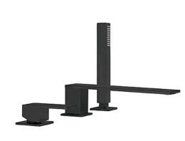 Tres Cuadro Exclusive bateria wannowa stojąca 3-otworowa kompletna czarny matowy 00616103NM