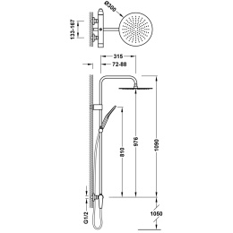 Tres FUJI Zestaw baterii jednouchwytowej naściennej 2-drożnej prysznicowej-28119101OPM