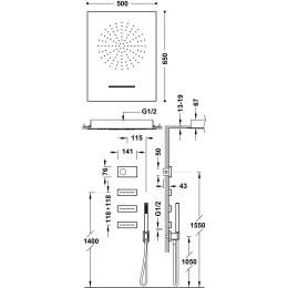 Tres SHOWER TECHNOLOGY elektroniczna bateria termostatyczna podtynkowa 4-drożnej Shower technology prysznicowej-09288404NM
