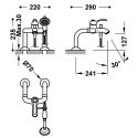 Tres TRES CLASIC Bateria jednouchwytowa z montażem na krawędzi wanny z kolankowymi przyłączami wody-24219401LM