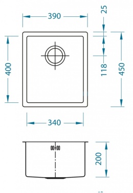 Alveus Monarch QUADRIX 50 BRĄZ zlewozmywak stalowy 540x440mm