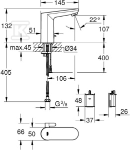 GROHE-Eurosmart Cosmopolitan E umywalkowa bateria elektroniczna na podczerwień chrom 36327002