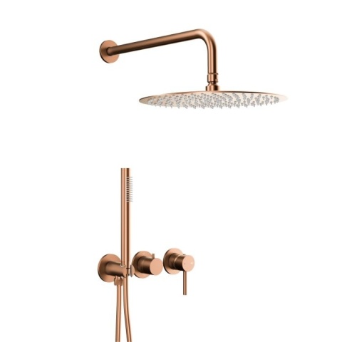 KFA Armatura Moza Rose Gold zestaw wannowo-prysznicowy podtynkowy z deszczownicą 503951134