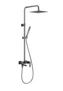 KFA LOGON GUN METAL GREY DESZCZOWNIA Z BATERIĄ NATRYSKOWĄ I SKŁADANYM WYLOTEM WANNOWYM PVD 513692561