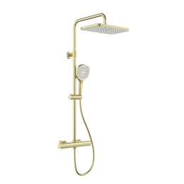 KFA MALAGA zestaw natryskowy termostatyczny naścienny z deszczownicą, brushed light gold 575691031