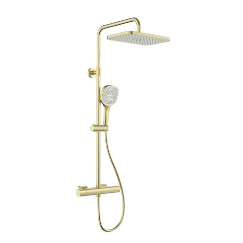 KFA MALAGA zestaw natryskowy termostatyczny naścienny z deszczownicą, brushed light gold 575691031