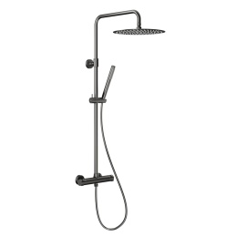KFA MOZA zestaw natryskowy ścienny z baterią termostatyczną i deszczownicą gun metal grey 573692061