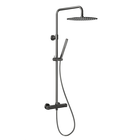 KFA MOZA zestaw natryskowy ścienny z baterią termostatyczną i deszczownicą gun metal grey 573692061