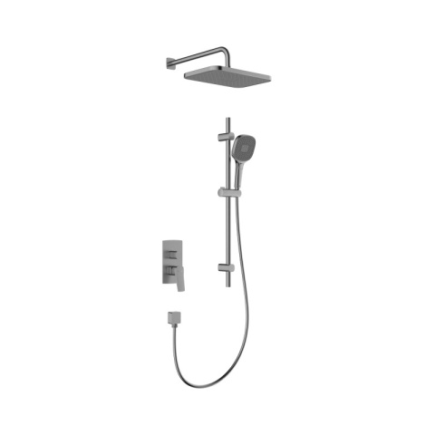 KFA Malaga Zestaw prysznicowy podtynkowy z deszczownicą gun metal grey z powłoką PVD 452930161