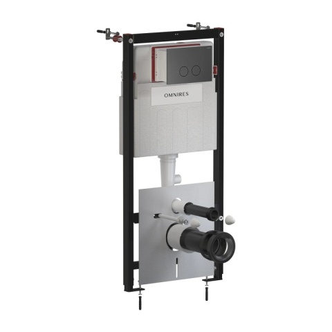 Omnires Flush Set Strongframe 3w1 stelaż podtynkowy do WC przycisk spłukujący grafit szczotkowany STFWC1R45-RGR