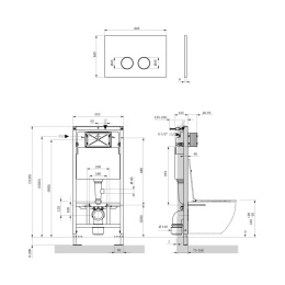 Omnires Flush Set Strongframe 3w1 stelaż podtynkowy do WC przycisk spłukujący mosiądz szczotkowany STFWC1R45-RBSB