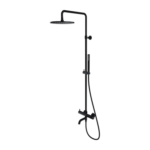 Omnires Y zestaw wannowy ścienny deszczownica 25 cm czarny półmat Y1234MBL