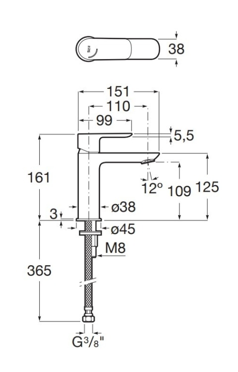 Roca Cala Bateria umywalkowa chrom A5A326EC0M