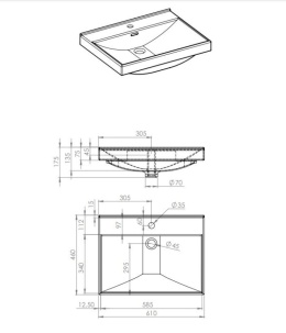 Roca Elita Maxxi Umywalka meblowa 60x46 cm biała 145805/RE040600078060