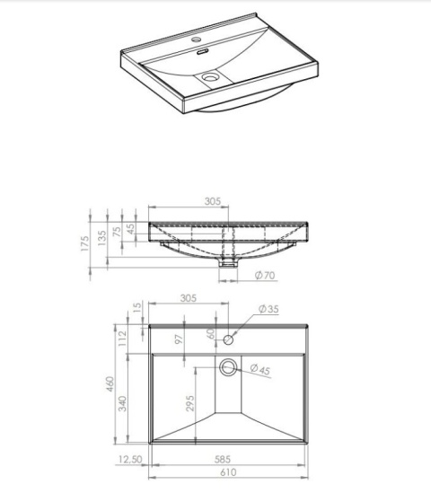 Roca Elita Maxxi Umywalka meblowa 60x46 cm biała 145805/RE040600078060