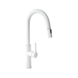 Globalo Design Divio Black 1.1 Bateria kuchenna z wyciągana wylewką biała z powłoką PVD DIVIO_WHITE