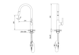 Globalo Design Divio Black 1.1 Bateria kuchenna z wyciągana wylewką biała z powłoką PVD DIVIO_WHITE