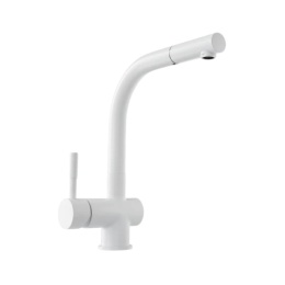 Globalo Design Lobio Black 1.1 Bateria kuchenna z wyciąganą wylewką biała z powłoką PVD LOBIO_WHITE