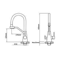 Globalo Design Olintio Black/inox 1.1 Bateria kuchenna z filtrem czarna/inox OLINTIO_BLACK_INOX