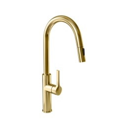 Globalo Exclusive Divio Gold Mat 1.1 Bateria kuchenna z wyciąganą wylewką złoty mat z powłoką PVD DIVIO_GOLD_MAT