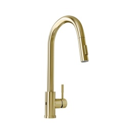 Globalo Exclusive Light Gold Mat 1.1 Bateria kuchenna bezdotykowa z wyciąganą wylewką jasny złoty mat PVD LORETIO_LIGHT_GOLD_MAT