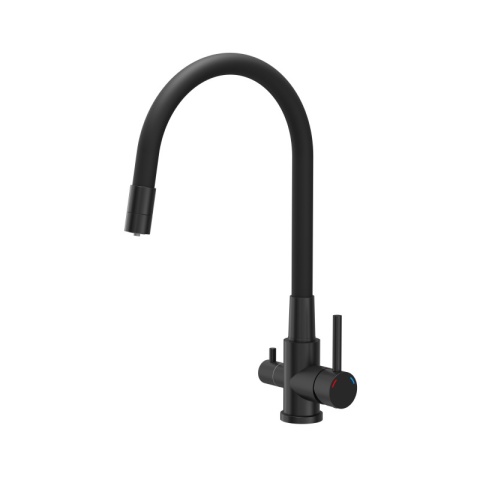 Quadron Agnes Bateria kuchenna elastyczna wysoka do filtra wody czarna pure carbon/wąż czarny 52141BLM