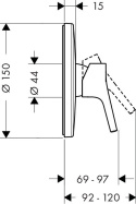 HANSGROHE TALIS S BATERIA PRYSZNICOWA CHROM 72606000