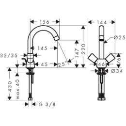 Hansgrohe Logis bateria umywalkowa stojąca chrom 71222000