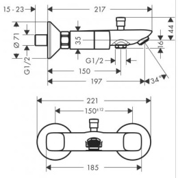 Hansgrohe Logis bateria wannowo-prysznicowa ścienna chrom 71243000