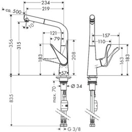 Hansgrohe Metris bateria kuchenna chrom 14821000