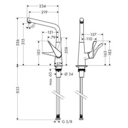 Hansgrohe Metris bateria kuchenna podokienna chrom 14823000