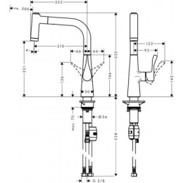 Hansgrohe Metris bateria kuchenna z wyciąganą wylewką chrom 14834000